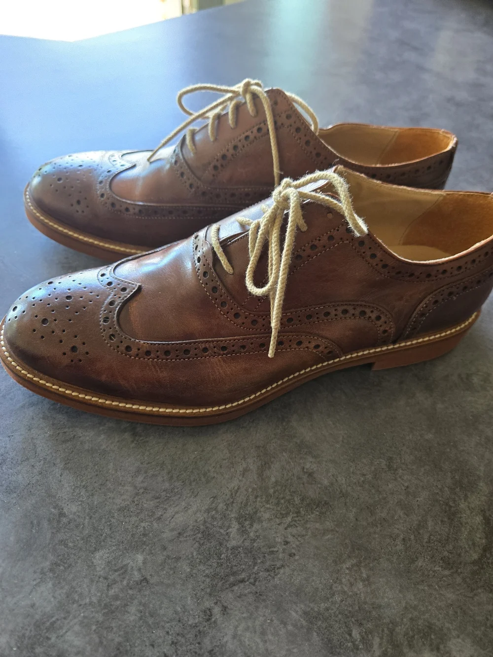 Men's Brown Leather Wingtip Brogues - Classic Dress Shoes - Picture 5 of 6